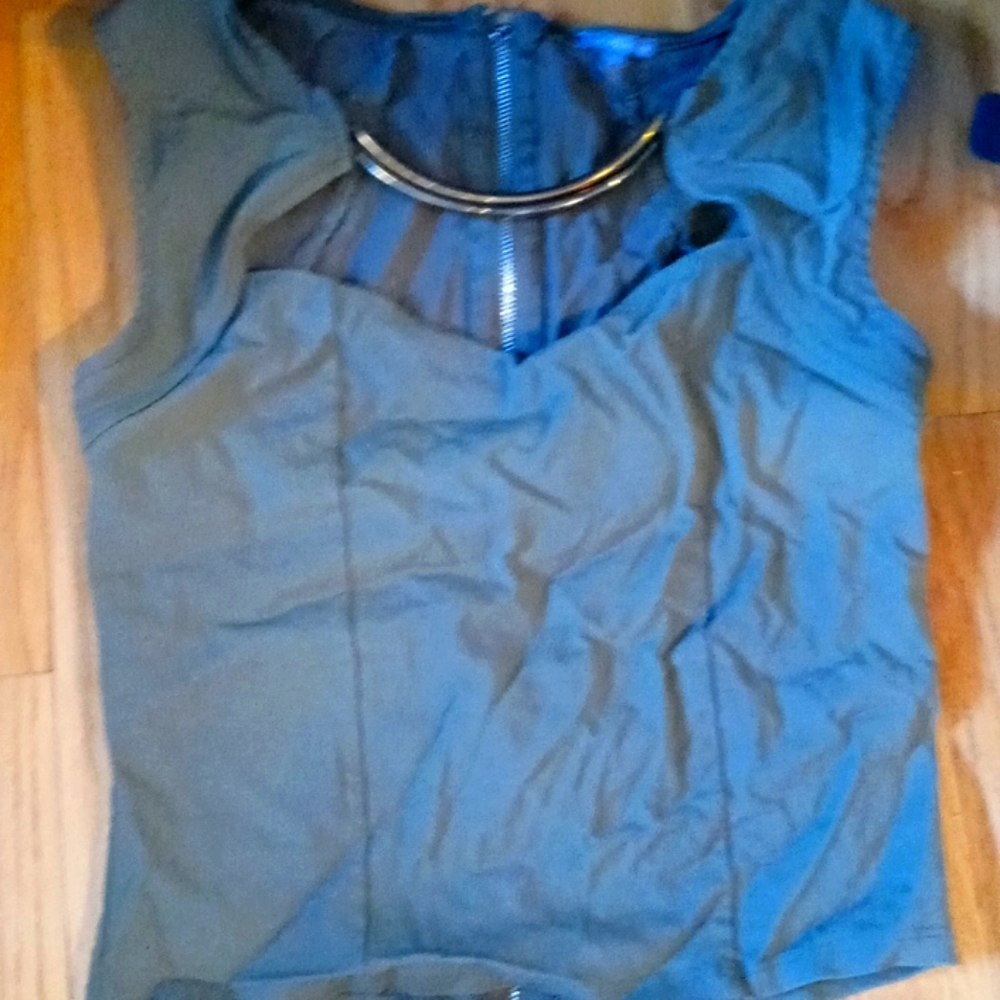 Gold Neck Green Top